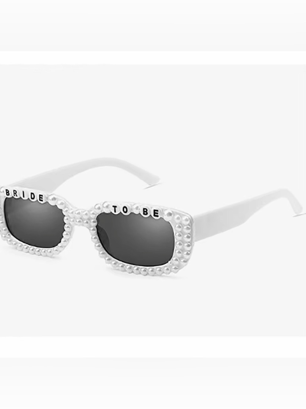 Macy's White Pearl-Trim 'TO BE' Rectangle Sunglasses